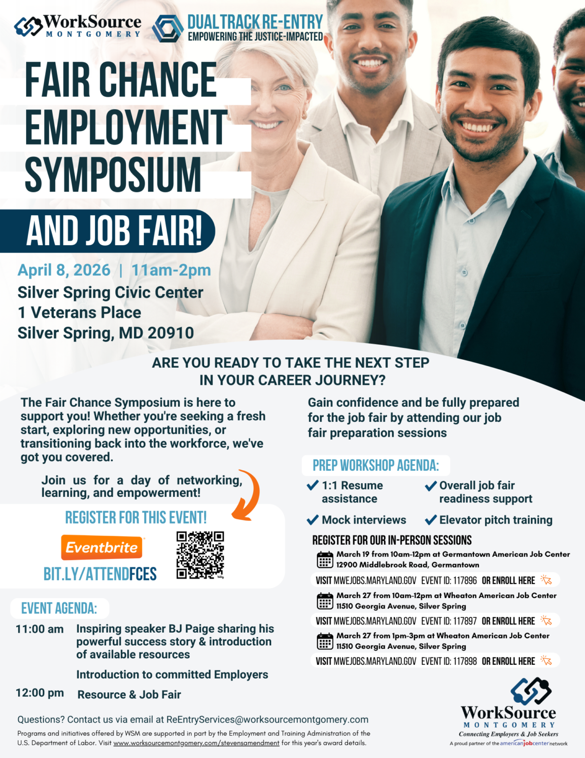 Worksource Flyer Fair Chance Symposium and Job Fair 2026 | WorkSource Montgomery