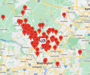 Area Map of local businesses pinned.