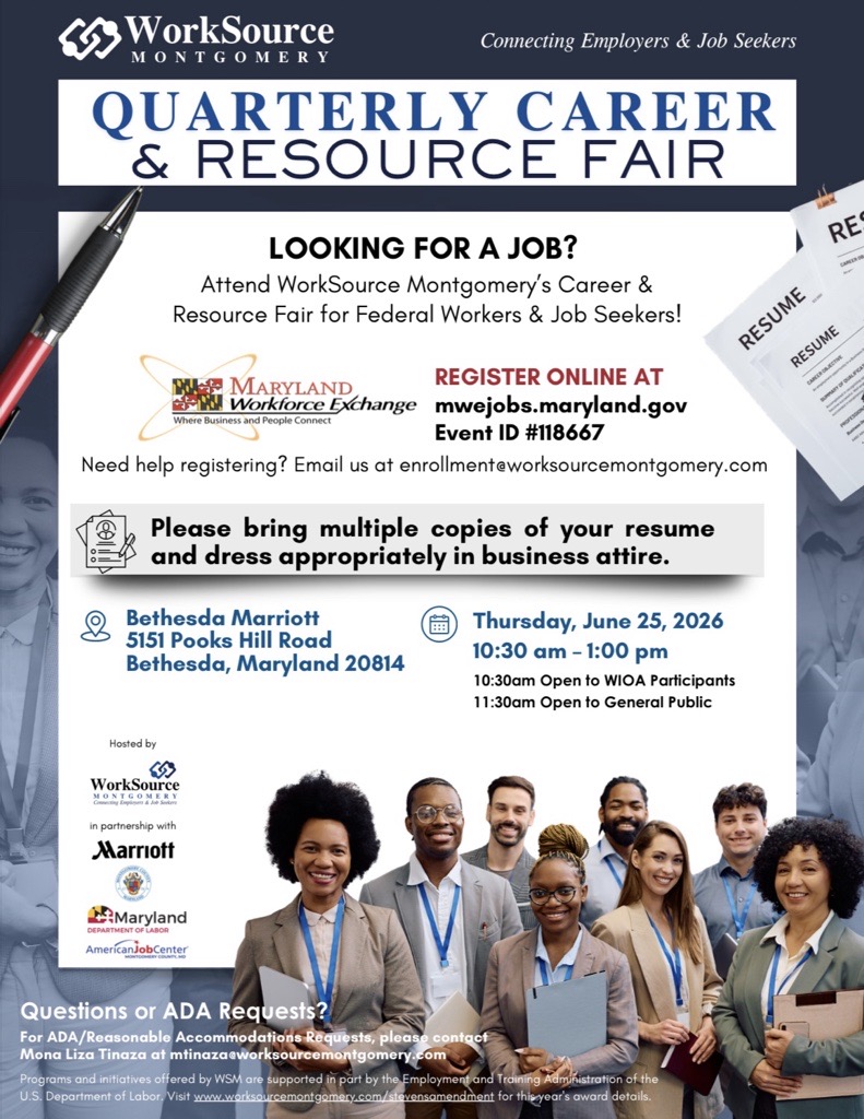 Worksource Flyer The Montgomery County Quarterly Career & Resource Fair | WorkSource ...
